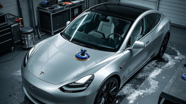 polishing of car