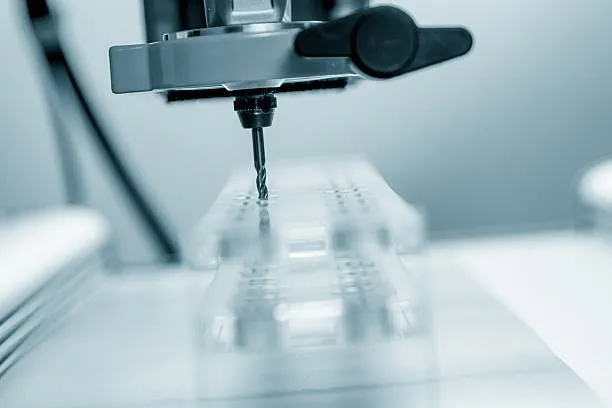 Cutter CNC router and plastic parts of Plexiglas