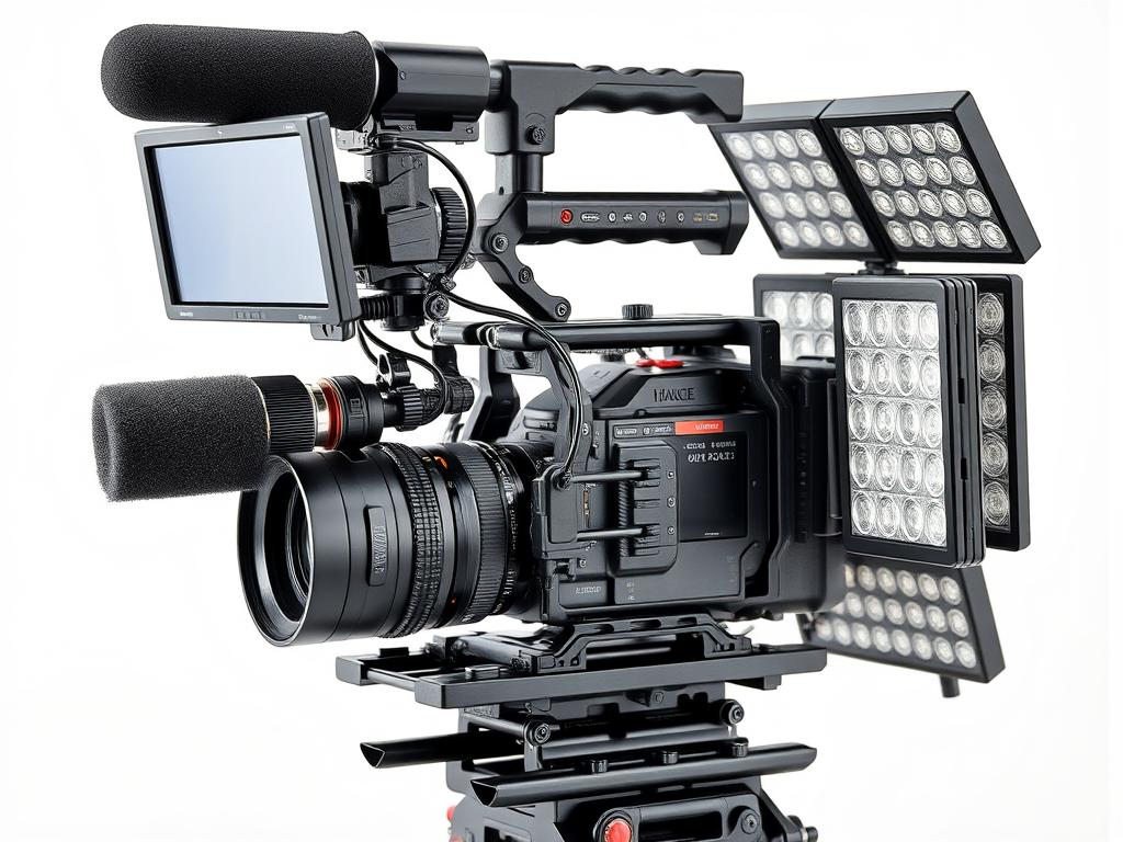 Camera cage with multiple accessories mounted