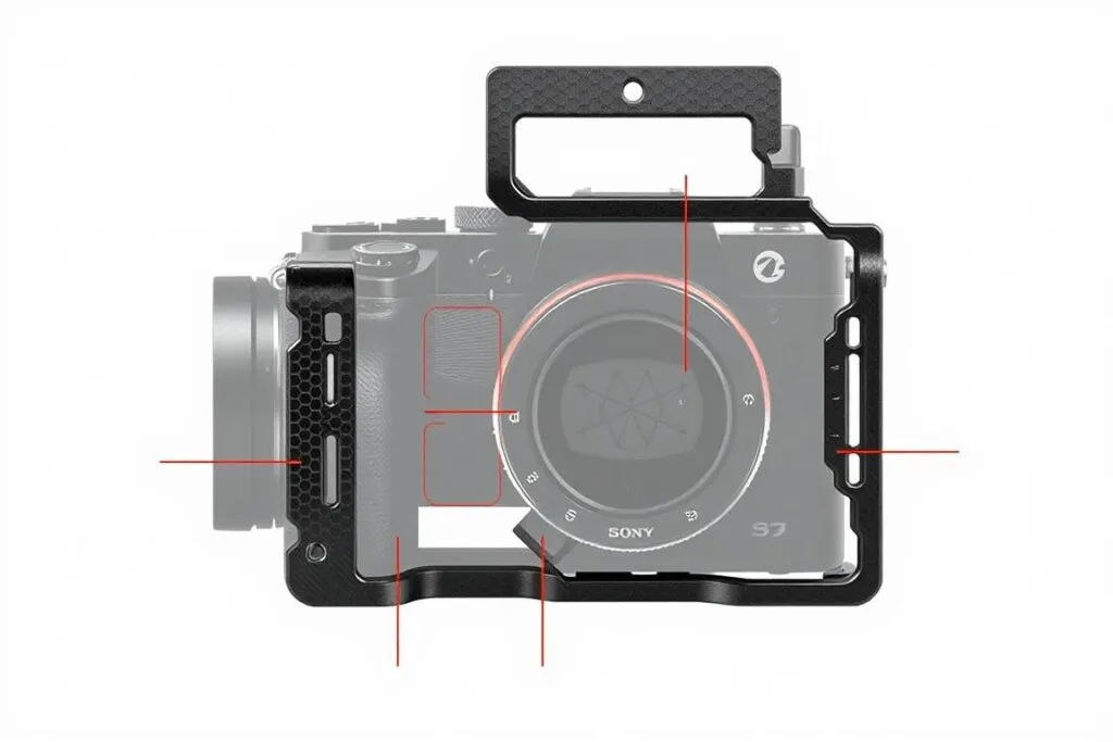 Camera-specific cage designed for perfect fit with a particular model