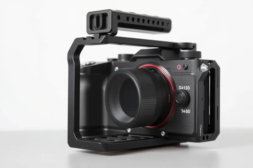 Minimalist camera cage that adds little bulk to the camera body