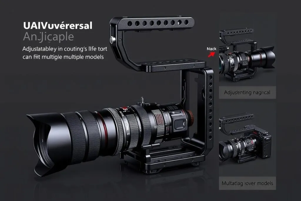 Universal camera cage with adjustable mounting system